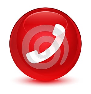 Phone icon glassy red round button