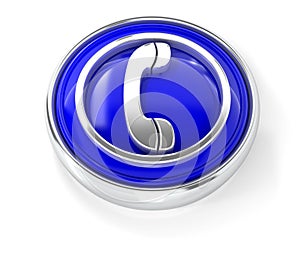 Phone icon on glossy blue round button