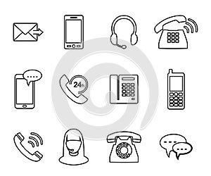 Phone icon. Set of icons in the style of linear design.