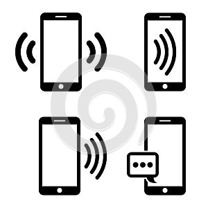 Phone icon set. Isolated telephone black simbols on white background.