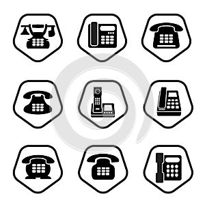 Phone icon set - nine office nobile phones