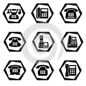 Phone icon set - nine office phones