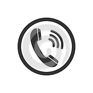 Phone icon, sign. Handset. Vector illustration. Flat design. Black, Grey on white background.