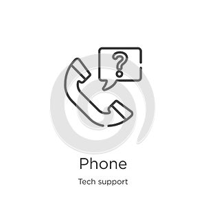 phone icon vector from tech support collection. Thin line phone outline icon vector illustration. Outline, thin line phone icon