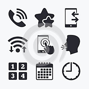 Phone icons. Call center support symbol.