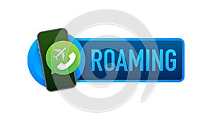 Phone International roaming call. Voip telephony. Vector stock illustration.