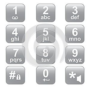 Phone keypad, gray telephone buttons