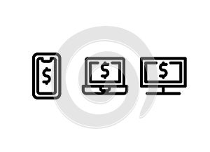 Phone, Laptop & Computer. Cryptocurrency & E-money Icon