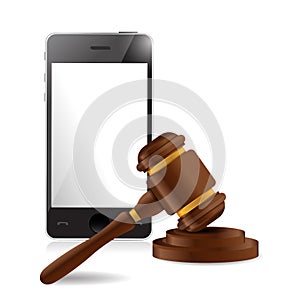 Phone and law hammer illustration