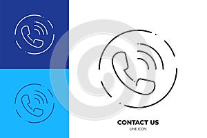 Phone line art vector icon. Outline symbol of call
