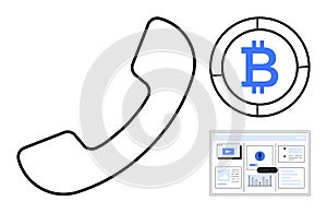 Digital Bitcoin Concept with Phone Symbol and Data Dashboard Interface