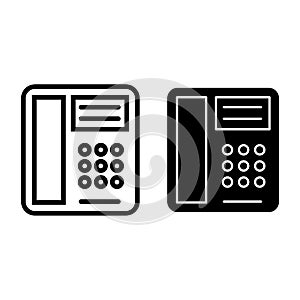 Phone line and glyph icon. Telephone vector illustration isolated on white. Old telephone outline style design, designed