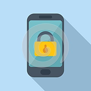 Phone lock icon flat vector. Data privacy