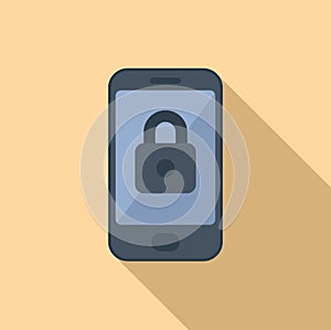Phone lock icon flat vector. Hacker error