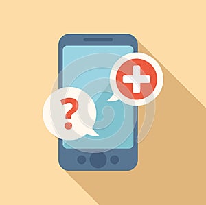 Phone medical help icon flat vector. Online doctor