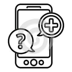 Phone medical help icon outline vector. Online doctor