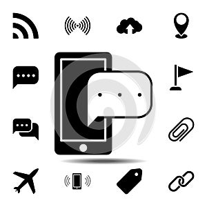 phone with message icon. Simple glyph vector element of web, minimalistic icons set for UI and UX, website or mobile application