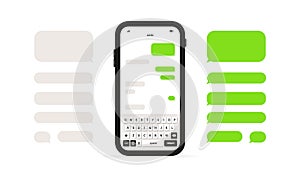 Phone Message Template. Social network chat page template. Message chat bubbles vector icons. Vector on an isolated white