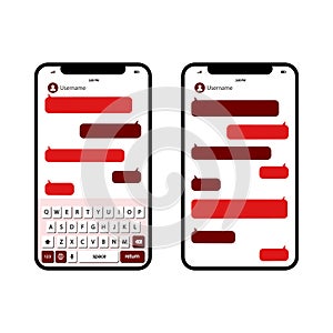 Phone Message Template. Social network messenger page template. Message chat bubbles vector icons for messenger. Icon flat on an