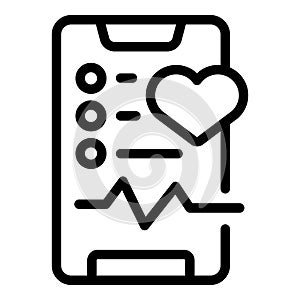 Phone mobile heartrate icon outline vector. Mask treatment