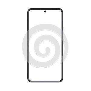 Phone mockup with black frame and white blank screen