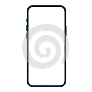 Phone mockup with black frame and white blank screen