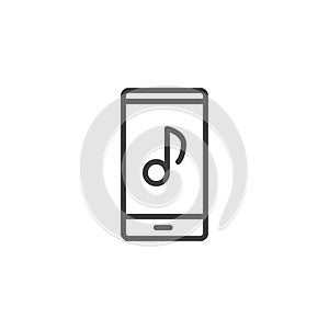 Phone with musical note line icon