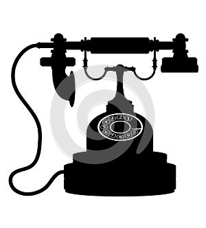 Phone old retro vintage icon stock vector illustration black out