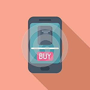 Phone online book buy icon flat vector. Read digital