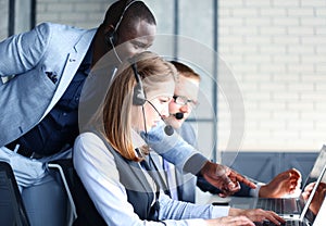Phone operator working at call centre