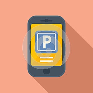 Phone paid parking icon flat vector. Space park