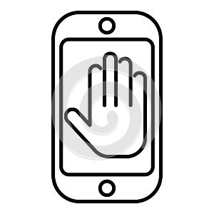 Phone palm scan icon outline vector. Rec tone data