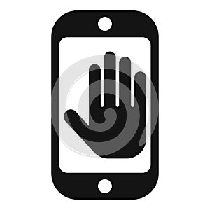 Phone palm scan icon simple vector. Rec tone data