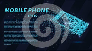 Phone from the particles. The mobile phone consists of circles and points. Vector illustration
