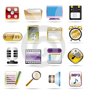 Phone performance, internet and office icons