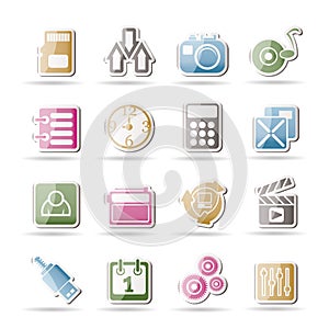 Phone performance, internet and office icons