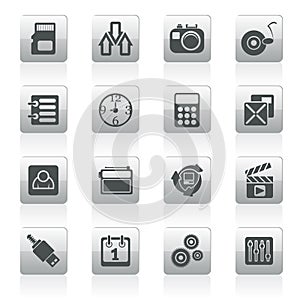 Phone performance, internet and office icons