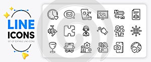 Phone photo, Messenger and Sunscreen line icons. For web app. Vector