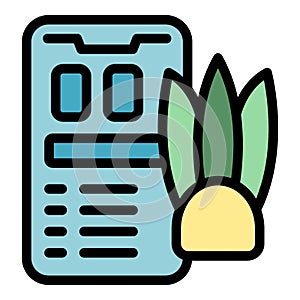 Phone plant control icon vector flat