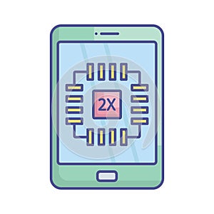 Phone processor fill vector icon which can easily modify or edit