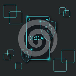 Phone protection, information security, access control vector concept