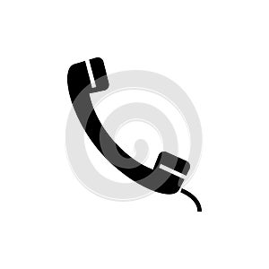 Phone receiver icon, vector illustration, black sign on isolated background