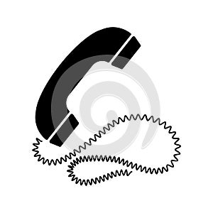 Phone receiver with information sign hand drawn outline doodle icon