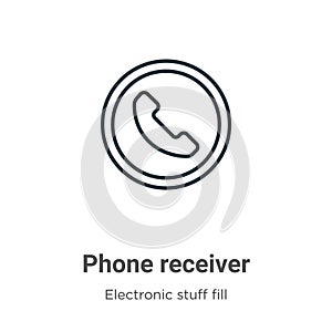 Phone receiver outline vector icon. Thin line black phone receiver icon, flat vector simple element illustration from editable