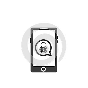 Phone receiving private, secure message icon