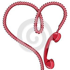 Phone reciever and cord as heart. photo