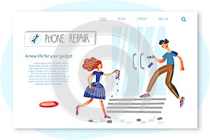 Phone repair service vector landing page design