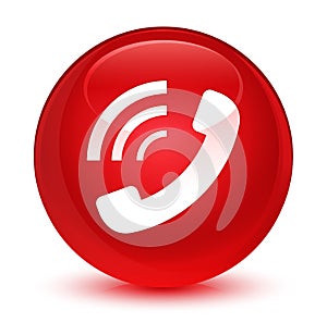 Phone ringing icon glassy red round button
