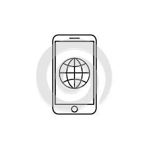 Phone roaming line icon in flat style. Roaming symbol for your web site design, logo, app, UI