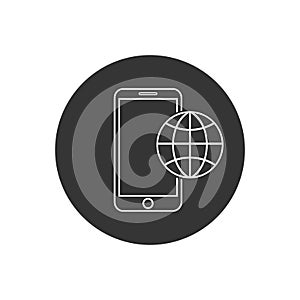 Phone roaming line icon in flat style. Roaming symbol for your web site design, logo, app, UI